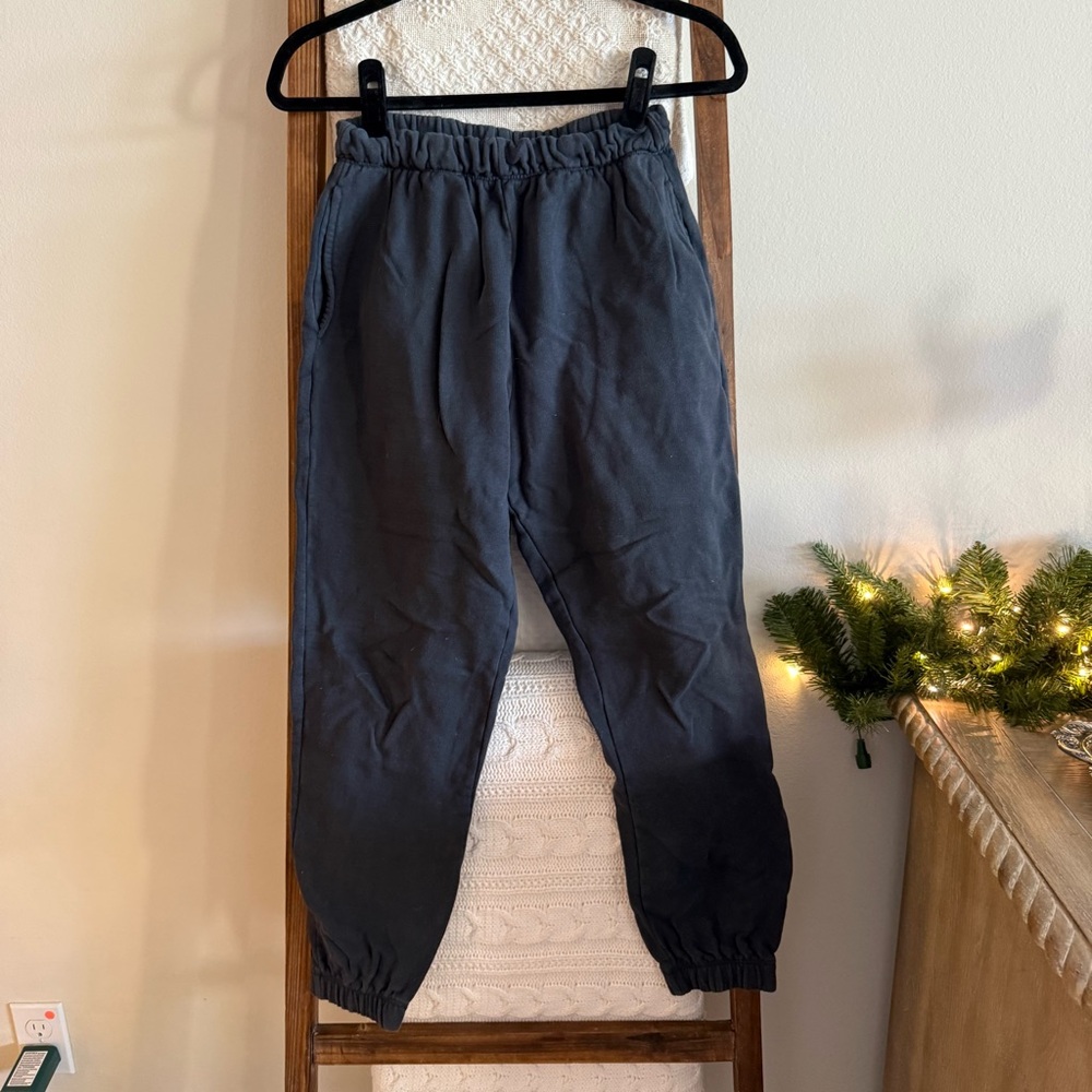 Topshop Navy Blue Classic Elastic Waistband Sweatpants